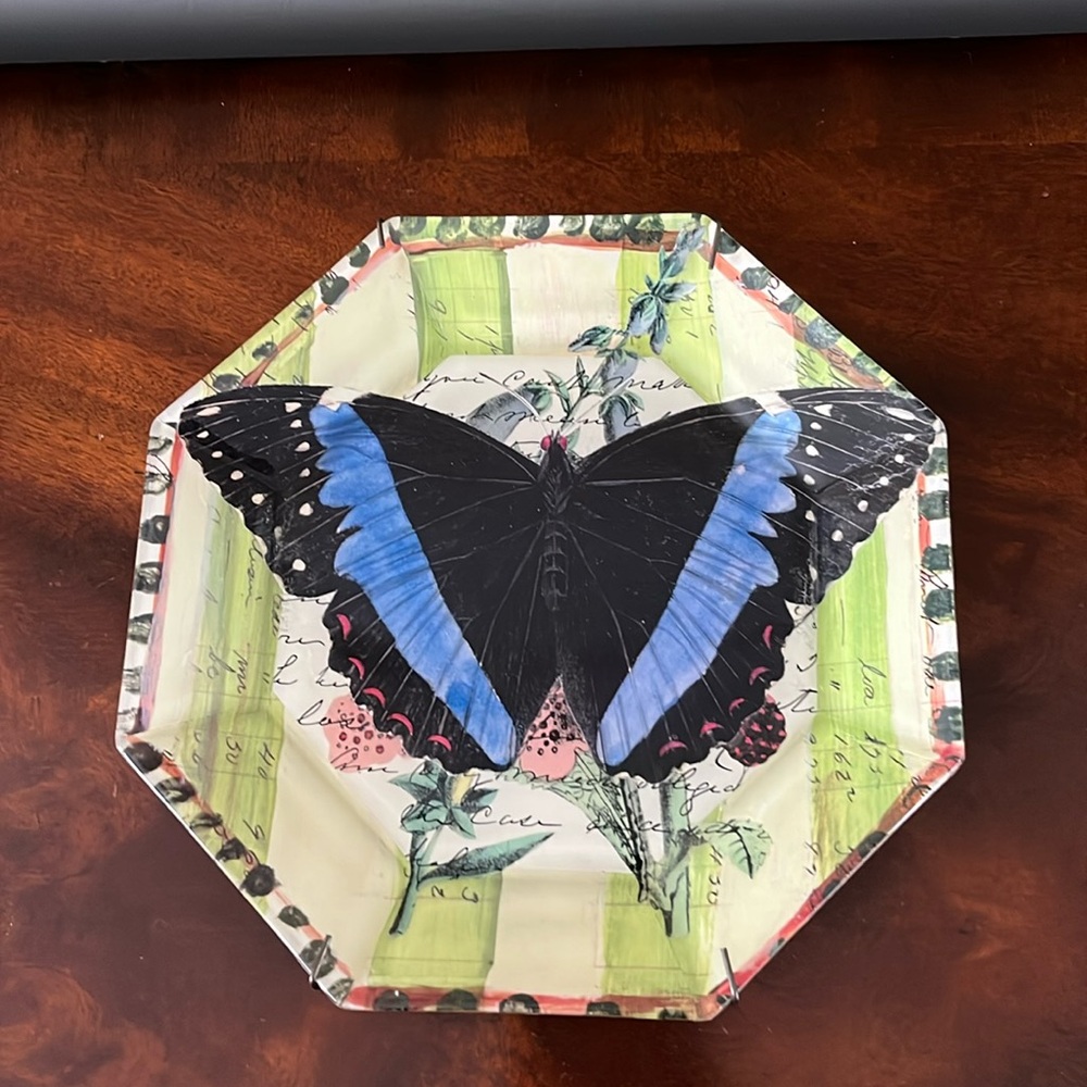 John Derian Butterfly Decoupage Glass plate